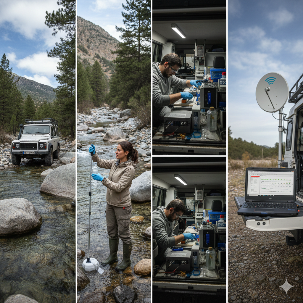 Process timeline showing expedition workflow from vehicle arrival to data delivery